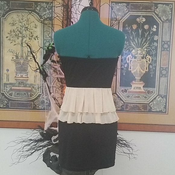 Black & Nude Strapless Mini Dress! NWT! - Picture 6 of 8